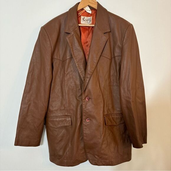 Men's SCULLY Vintage Brown Leather Blazer Jacket Western - 46 flaws